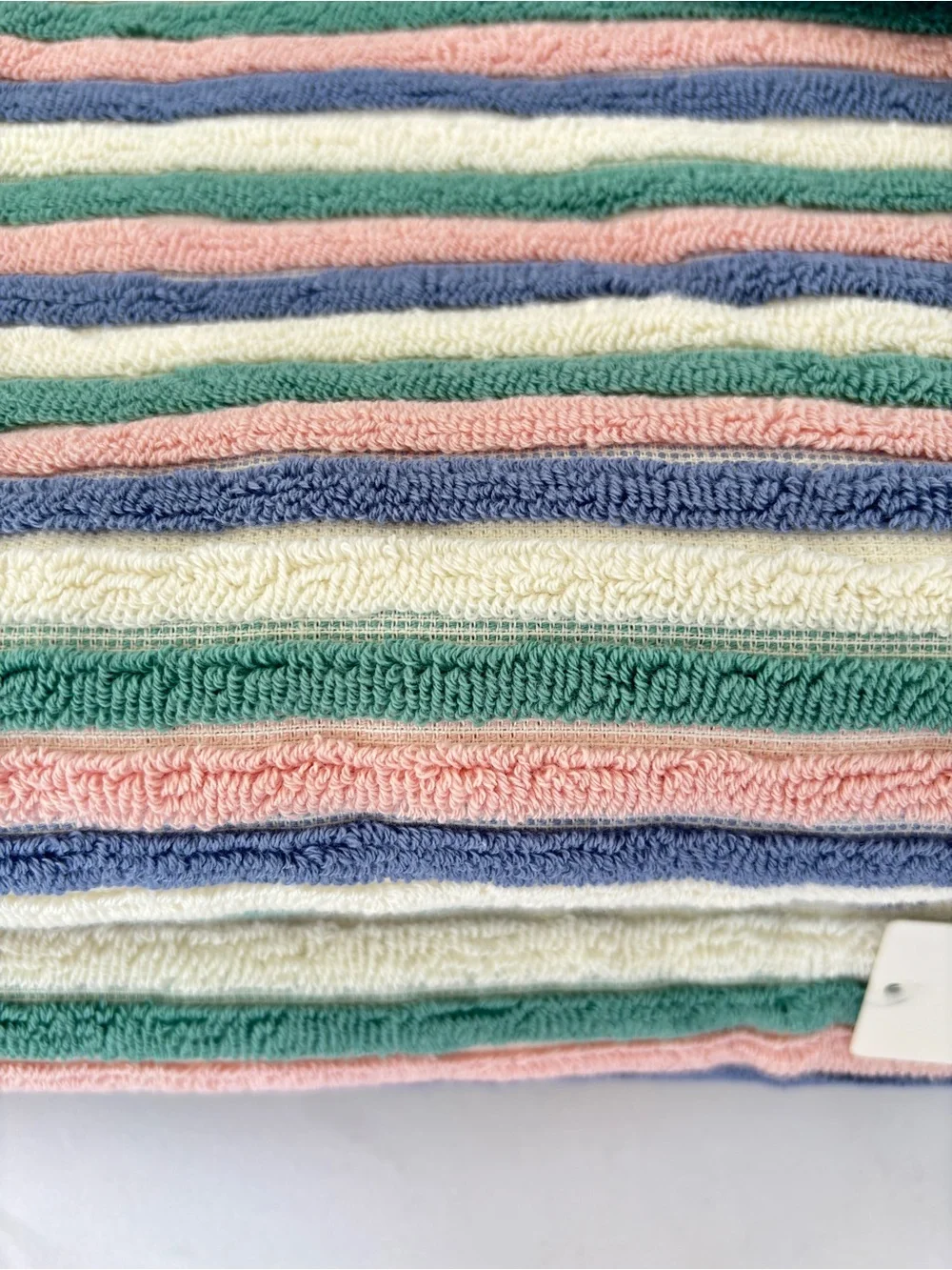 NWT Rachel Zoe Cotton Bath Towels Set of 2 Retro Pastel Striped Ribbed Coastal